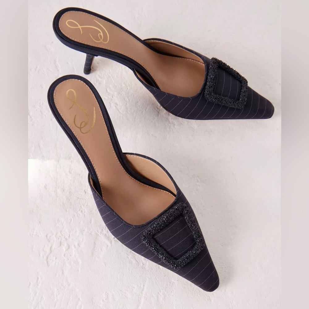 Anthropologie Sam Edelman Brit Spitz-Zehen Kitten Heel Mules - Picture 1 of 6